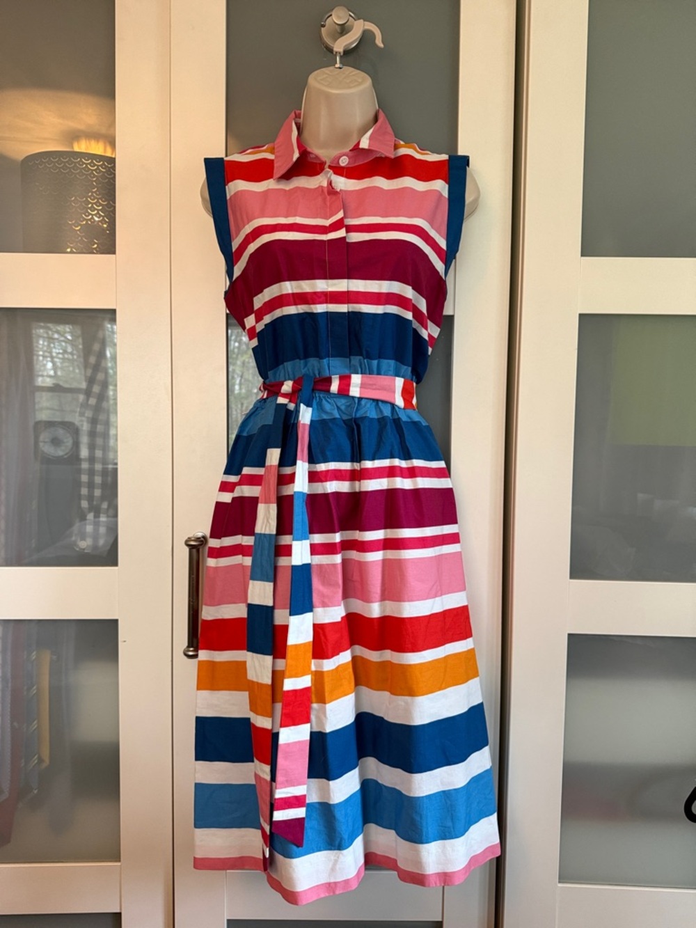Kensie Striped Sleeveless Belted Midi Dress - altered 6